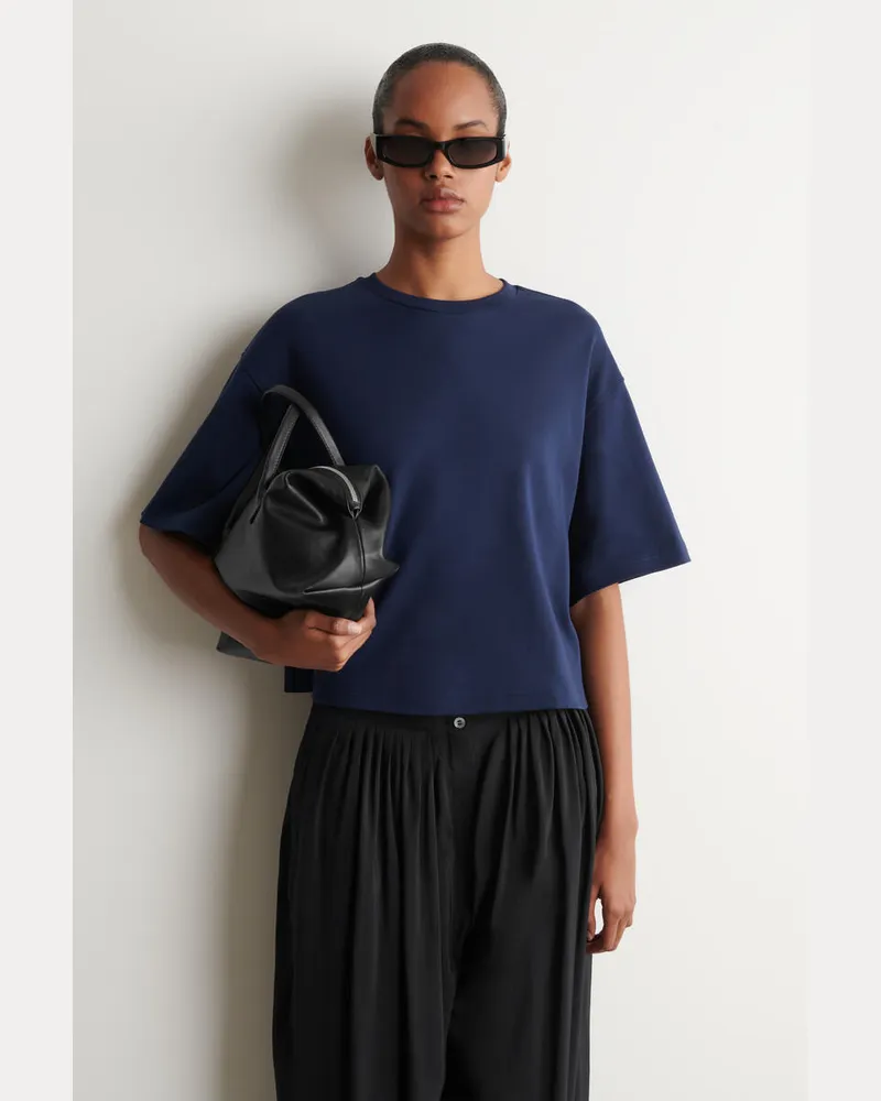 COS Kastenförmiges Oversized-T-Shirt Aus Baumwolle Blau