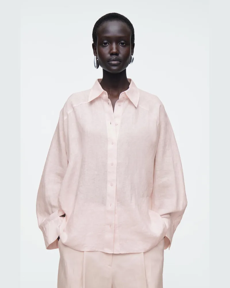COS Kastenförmiges Leinenhemd Rosa