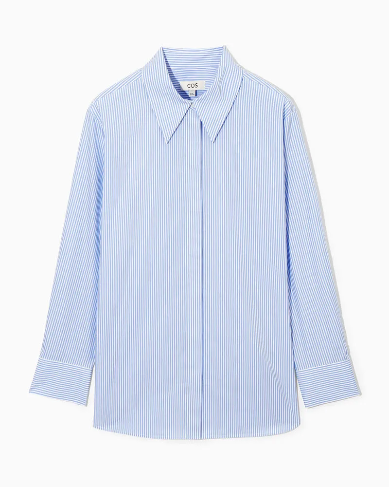 COS Lockeres Hemd Aus Baumwoll-Popeline Blau