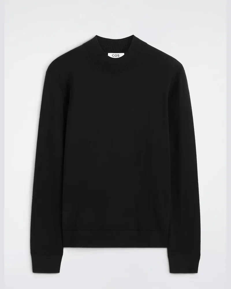 COS Schmaler Pullover Aus Merinowolle Mit Stehkragen Schwarz