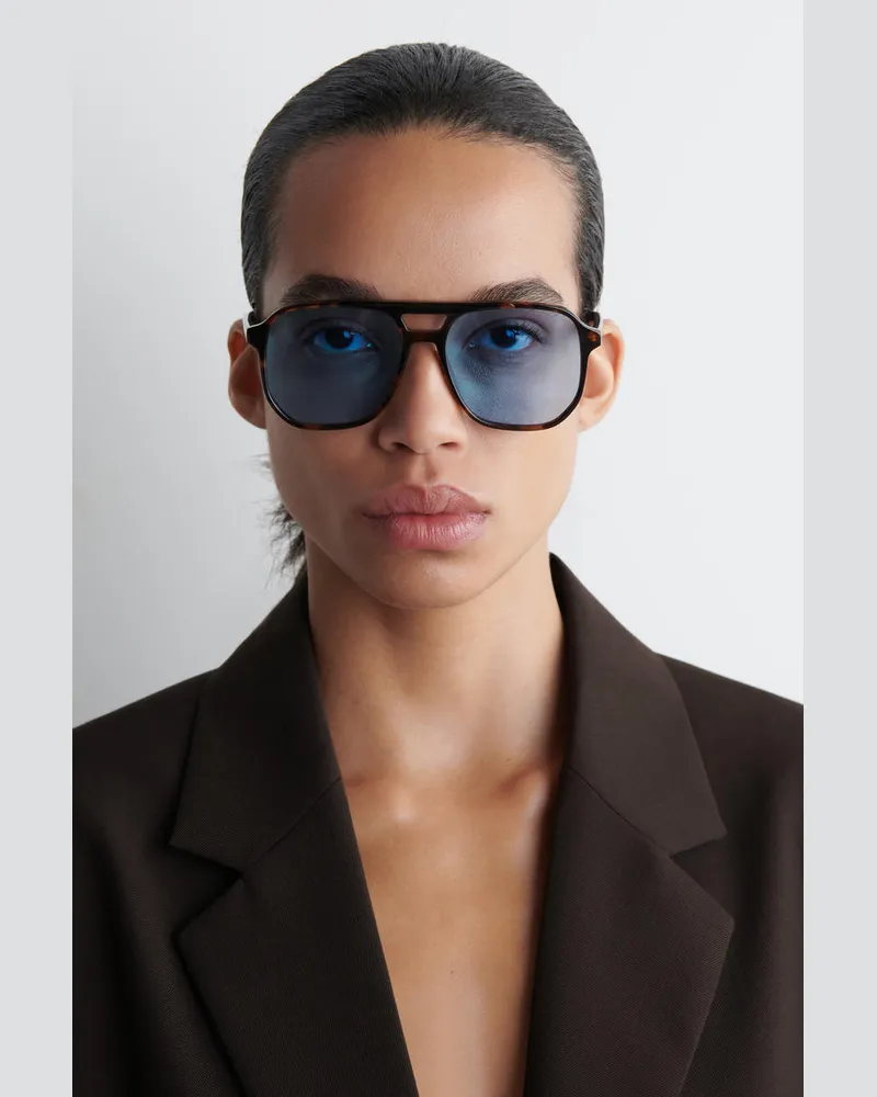 COS Eckige Oversized-Pilotensonnenbrille Blau