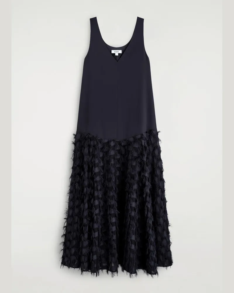 COS Textured Dropped-Waist Maxi Dress Blau
