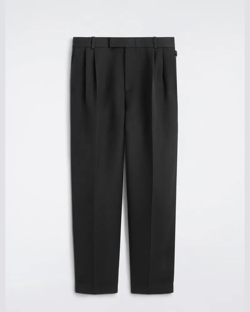 COS Schmal Zulaufende Hose Aus Woll-Mix Mit Falten Schwarz