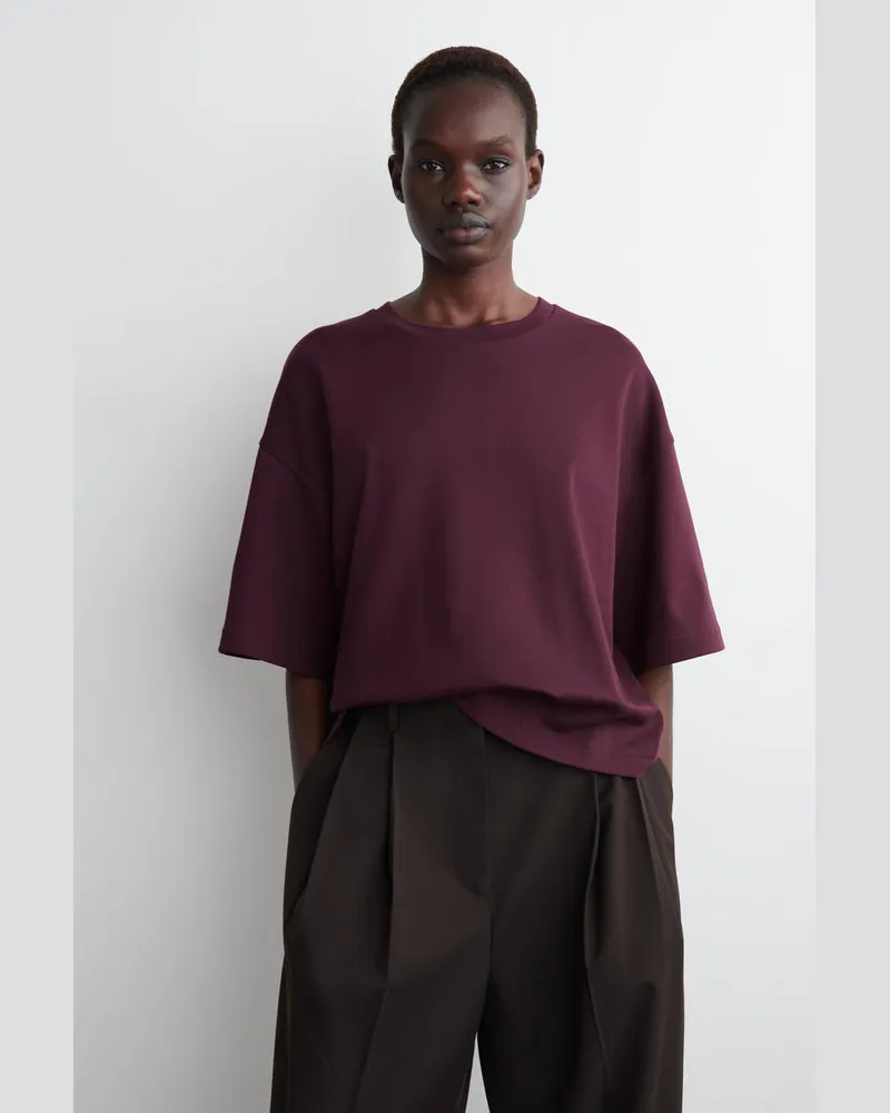 COS Kastenförmiges Oversized-T-Shirt Rot