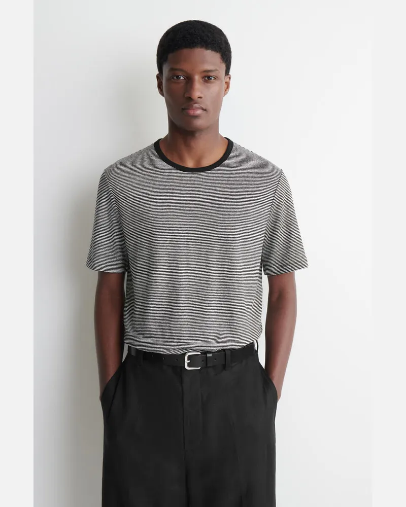 COS T-Shirt Aus Leinen-Jersey Schwarz