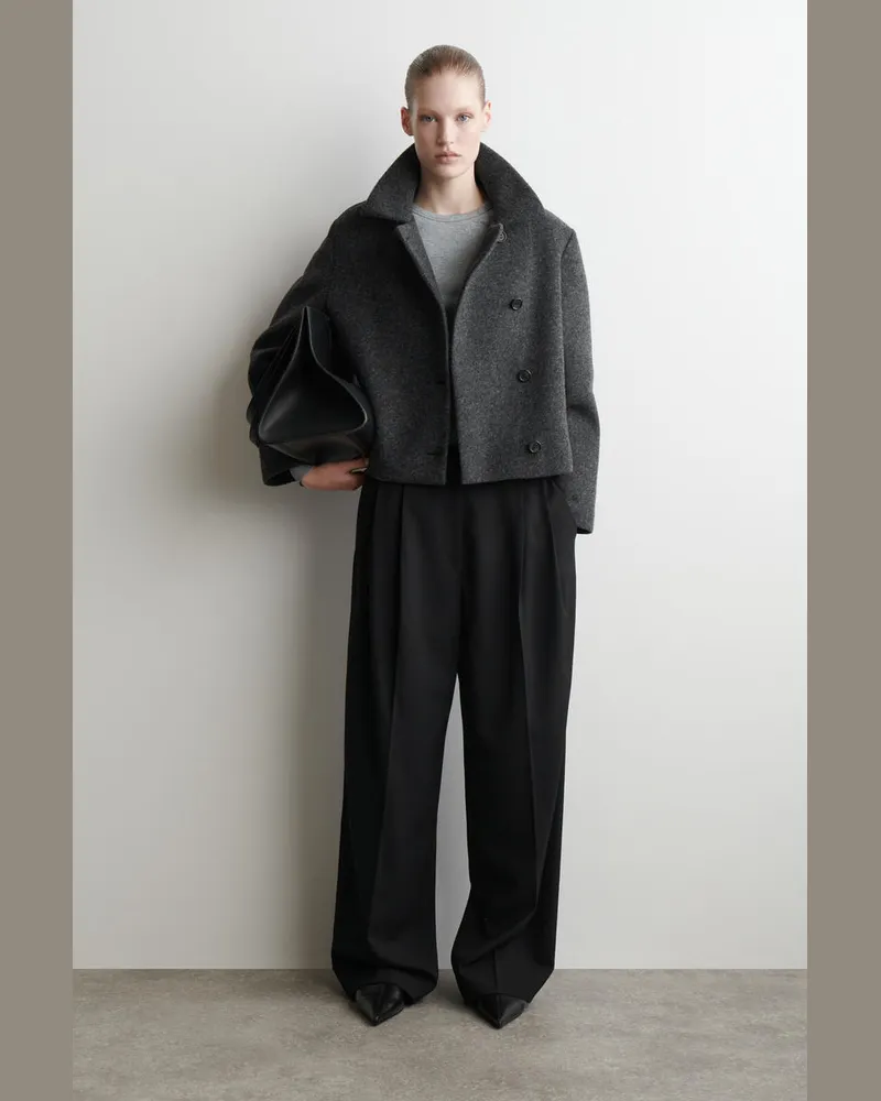 COS Kurzjacke Aus Gekochtem Woll-Mix Grau