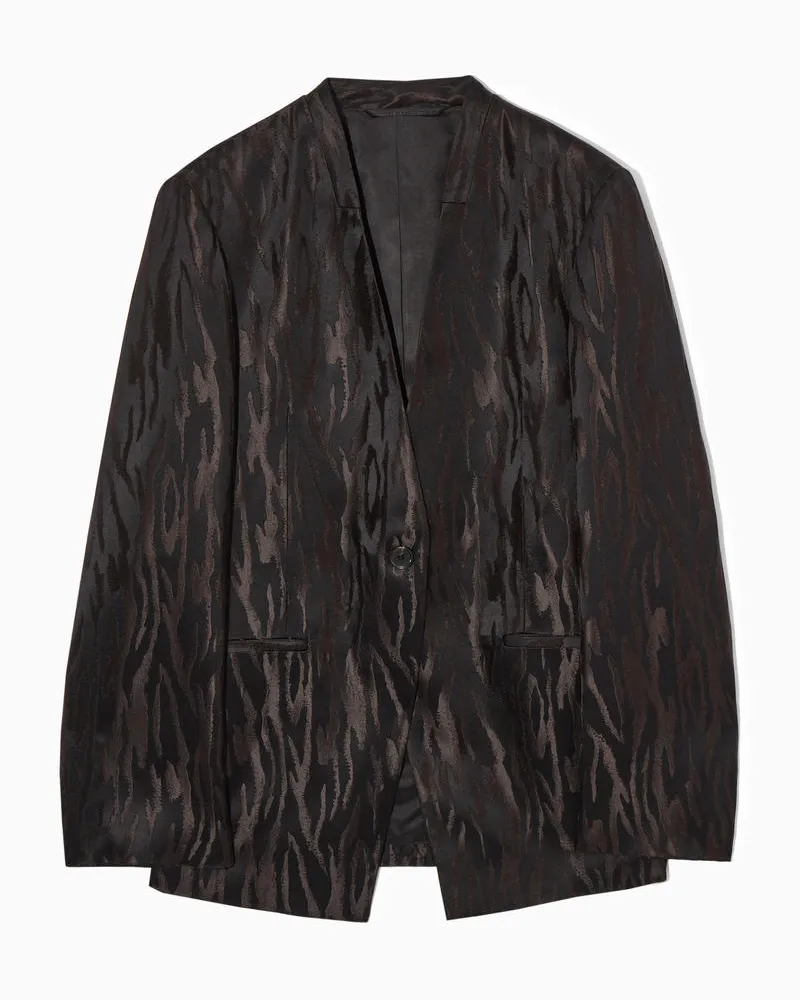 COS Kragenloser Lockerer Blazer Mit Zebramuster Schwarz