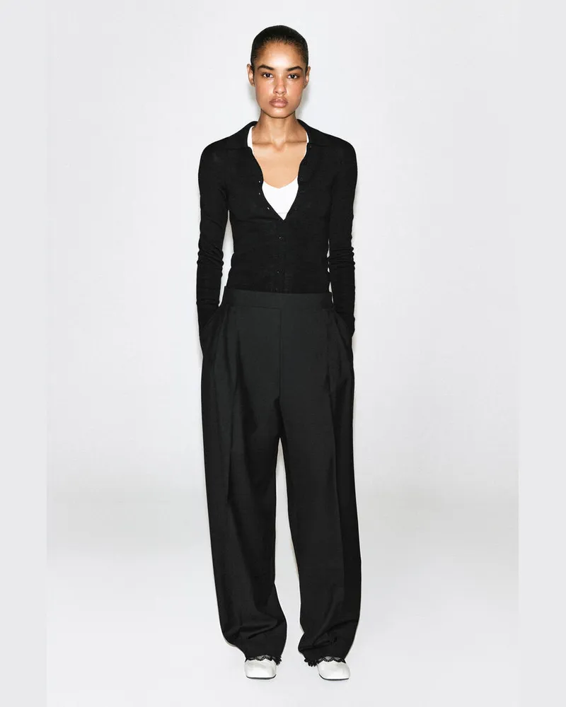 COS Schmal Zulaufende Wollhose Mit Spitzendetails Schwarz