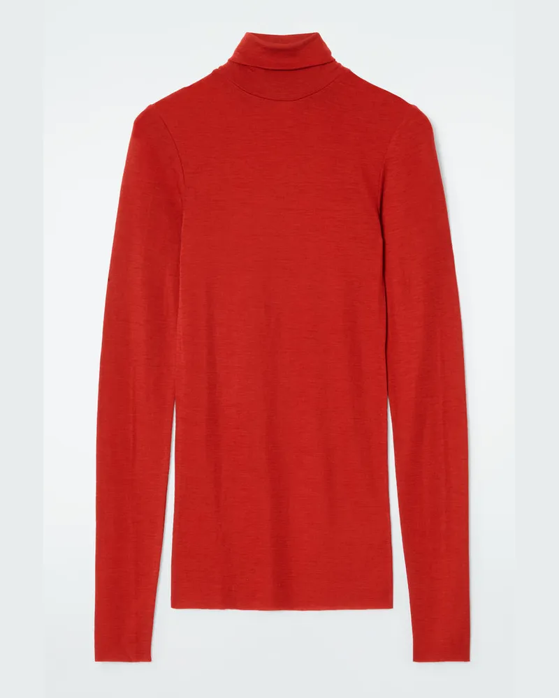 COS Rollkragenoberteil Aus Merinowolle Rot