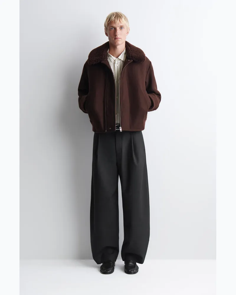 COS Fliegerjacke Aus Wolle Mit Shearling-Kragen Braun