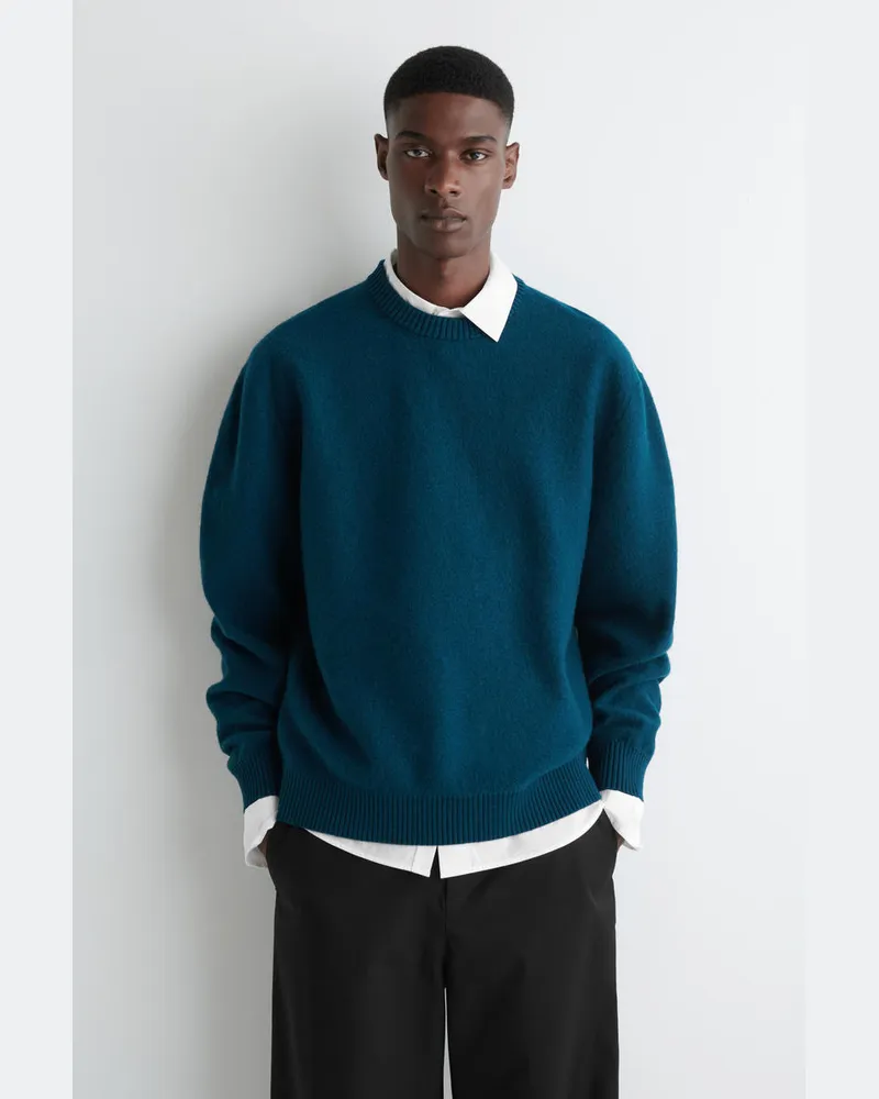 COS Rundhalspullover Aus Kochwolle Türkis