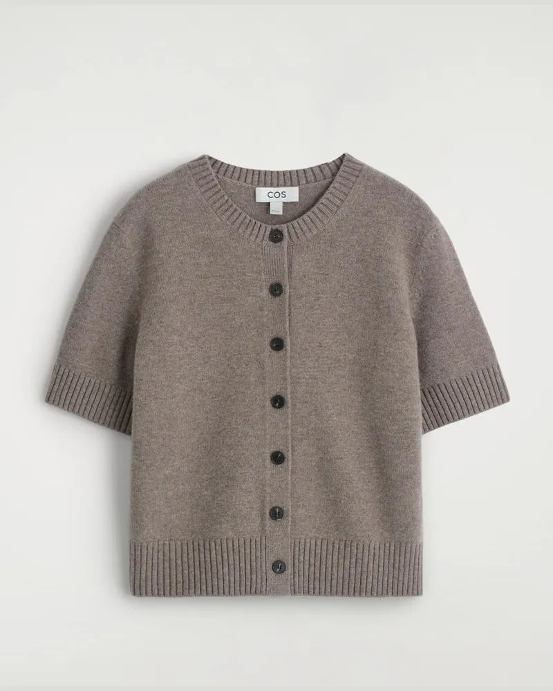 COS Kurzärmlige Strickjacke Aus Merinowolle Beige