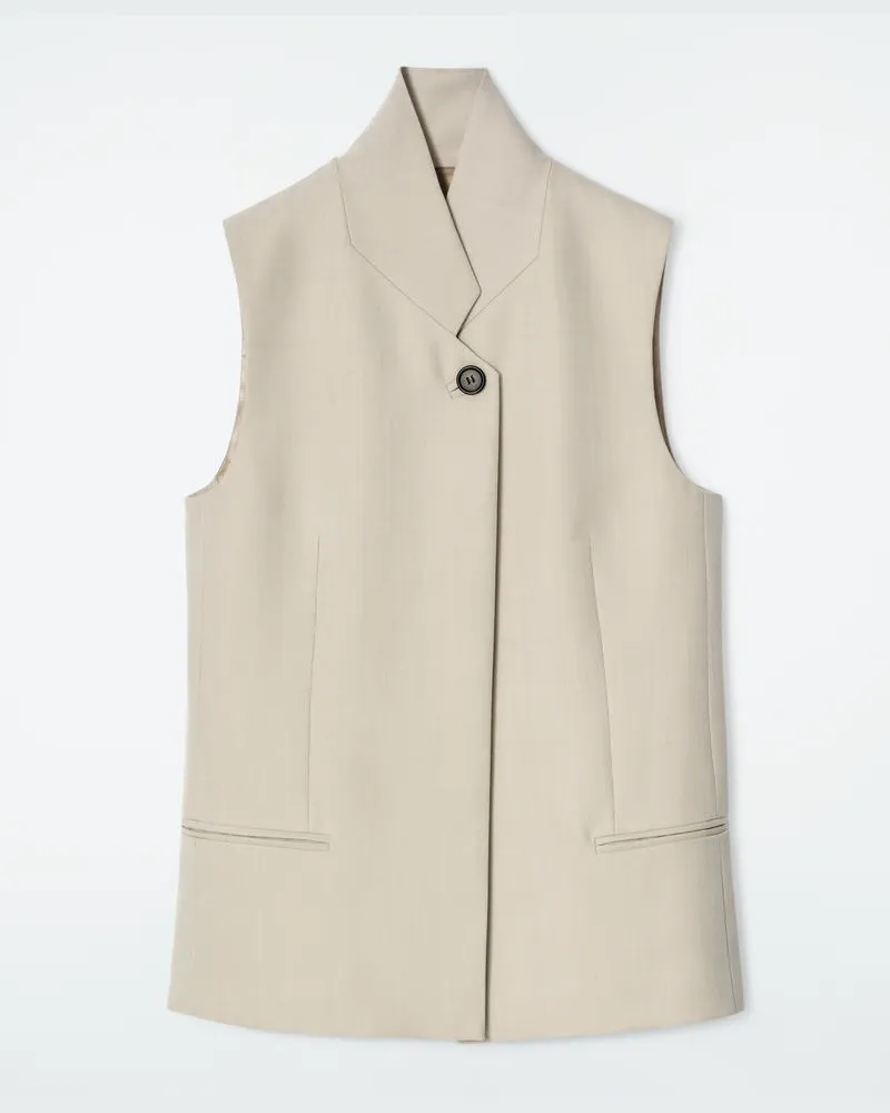 COS Lange Weste Aus Wolle Beige