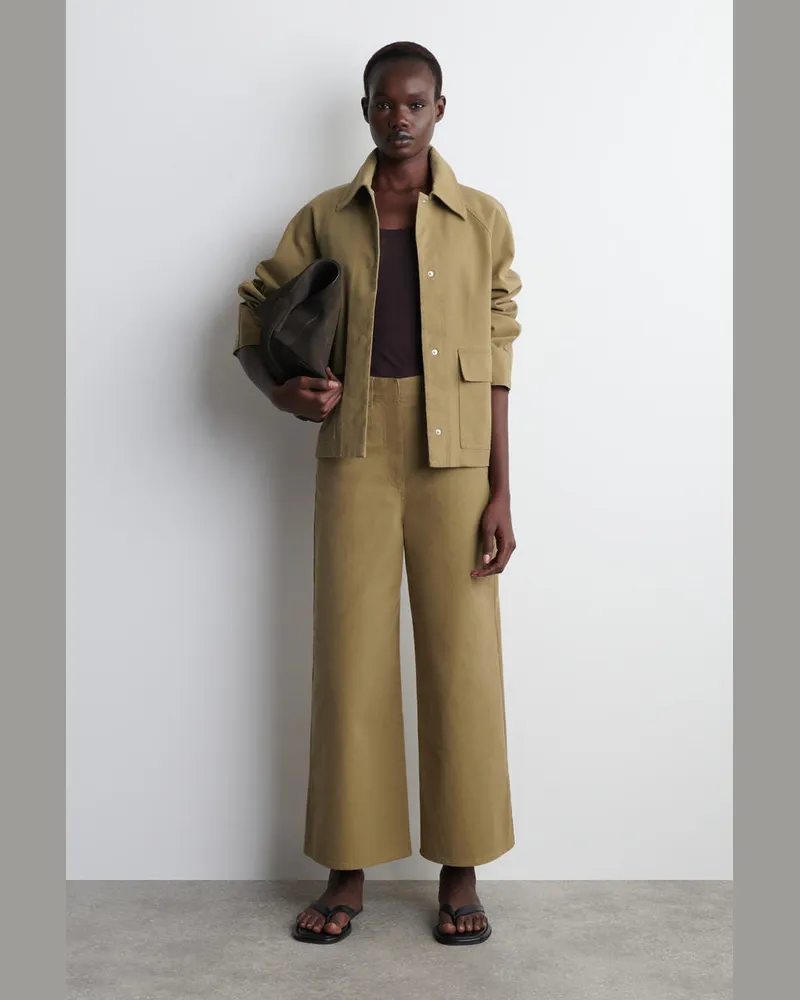 COS Verkürzte Hose Aus Baumwolle Mit Weitem Bein Beige