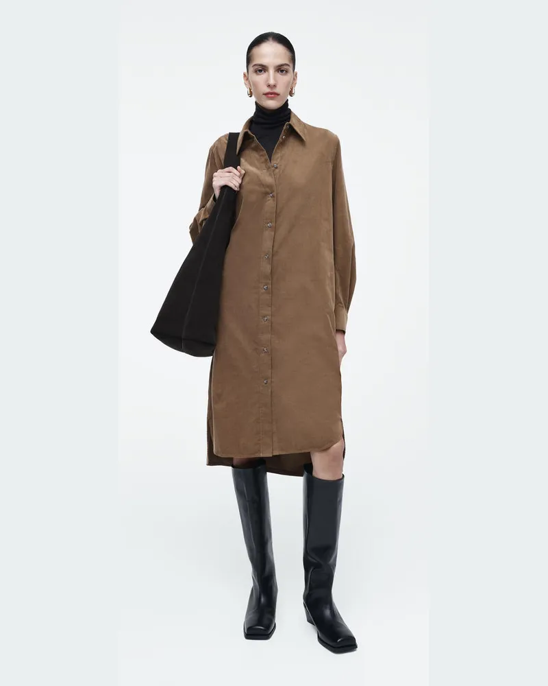 COS Hemdkleid Aus Cord In Midilänge Braun