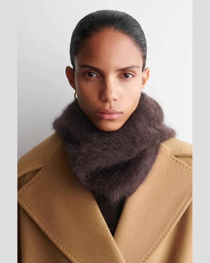 COS Kapuzeneinsatz Aus Gebürstetem Kaschmir Braun