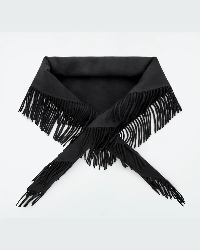 COS Dreieckstuch Aus Merinowolle Mit Fransen Schwarz