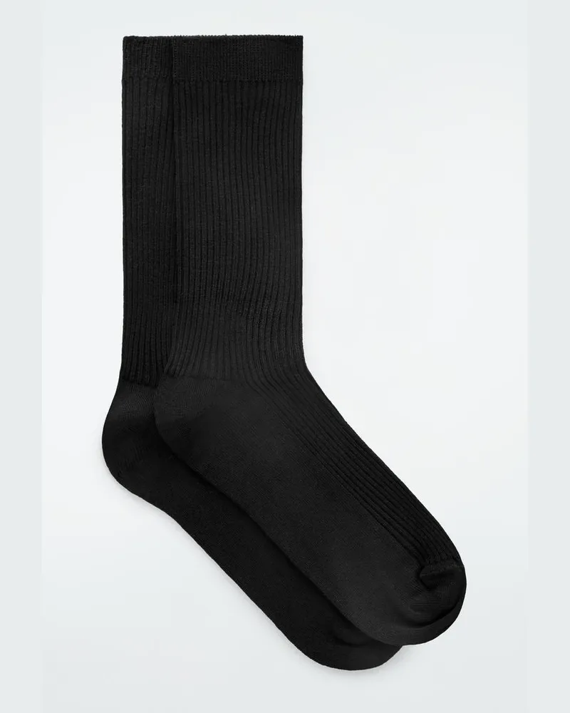 COS 2Er-Pack Gerippte Socken Schwarz