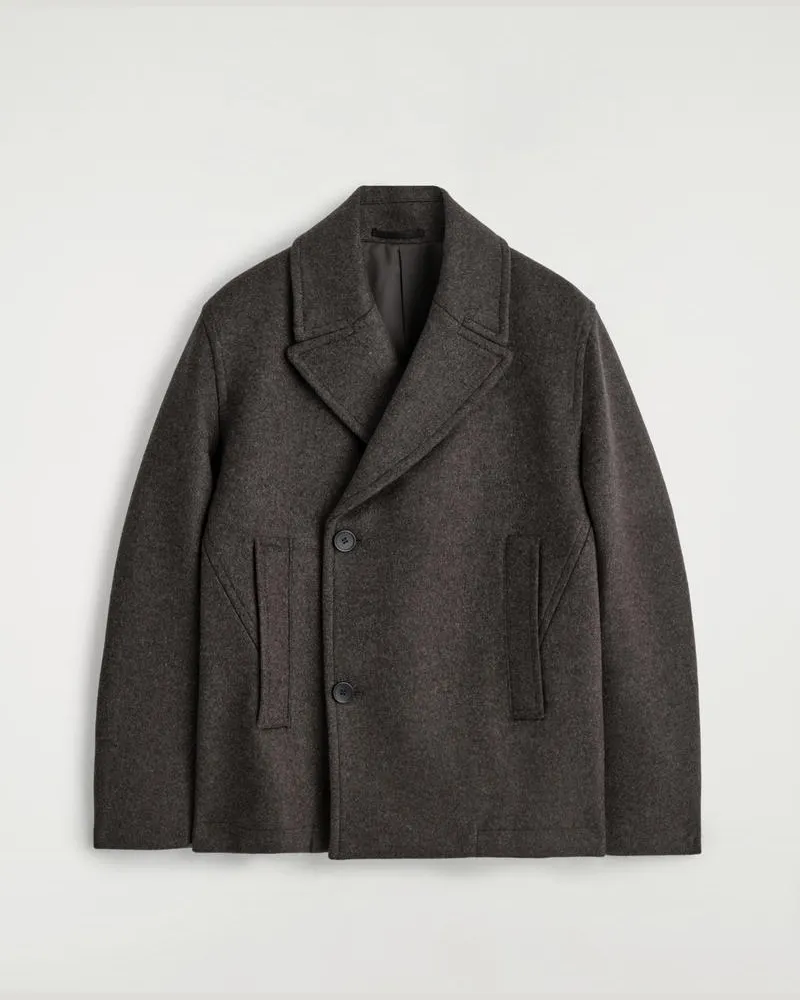 COS Doppelreihige Cabanjacke Aus Wolle Braun