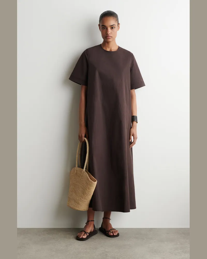 COS Midikleid Aus Baumwolle Mit Unversäuberten Kanten Braun