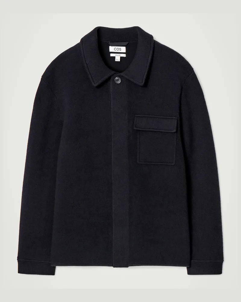 COS Lockere Doubleface-Hemdjacke Aus Wolle Blau