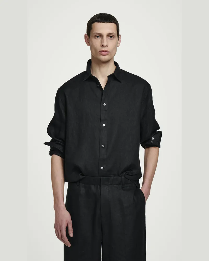 COS Lockeres Leinenhemd Schwarz