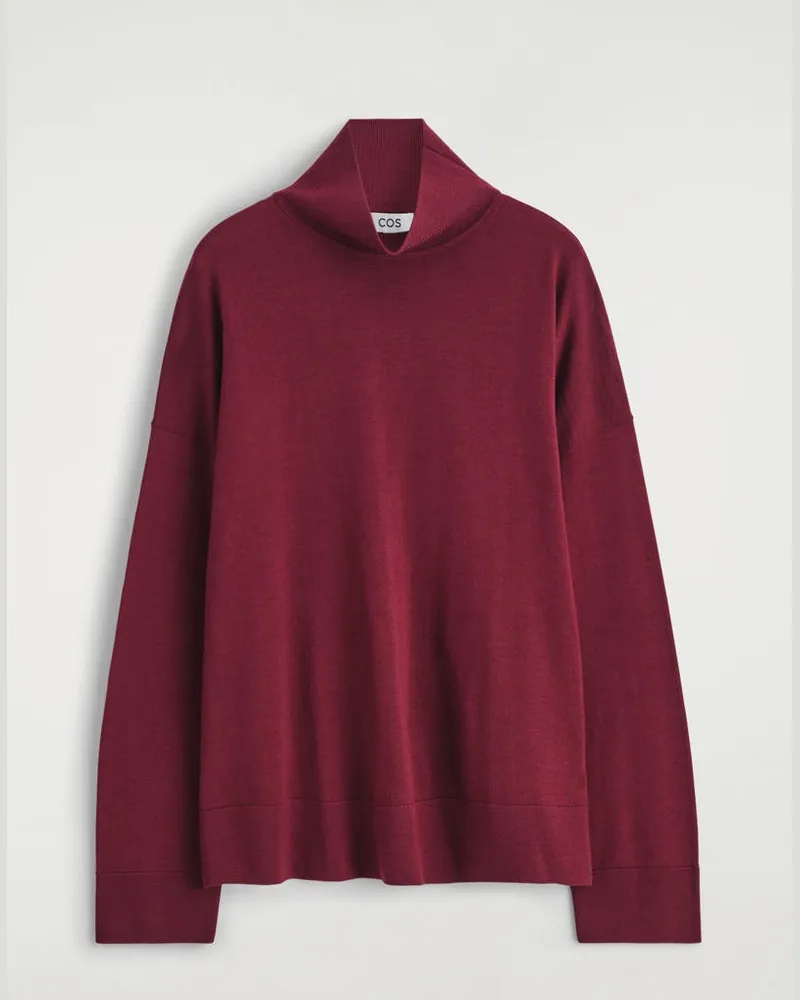 COS Rollkragenpullover Aus Merinowolle Rot