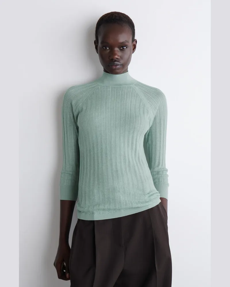 COS Transparentes Strickoberteil Aus Seide Blau