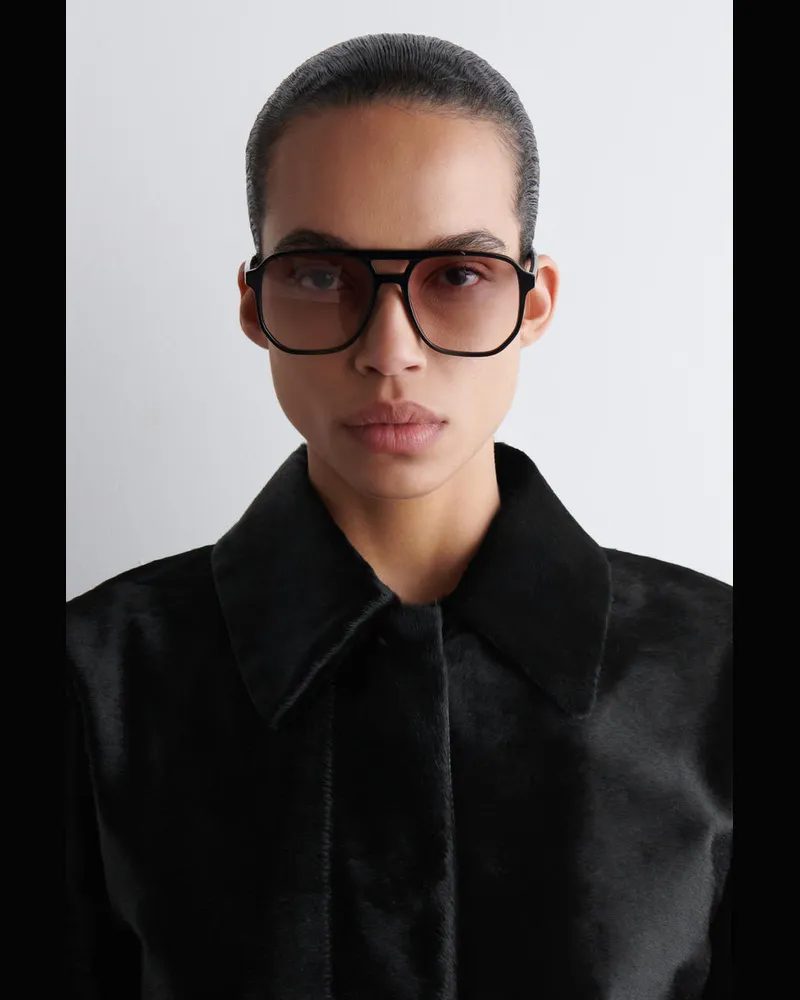 COS Eckige Oversized-Pilotensonnenbrille Schwarz