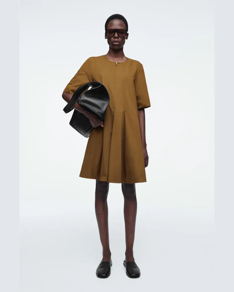 COS Minikleid Aus Baumwolle Mit Reissverschluss Beige