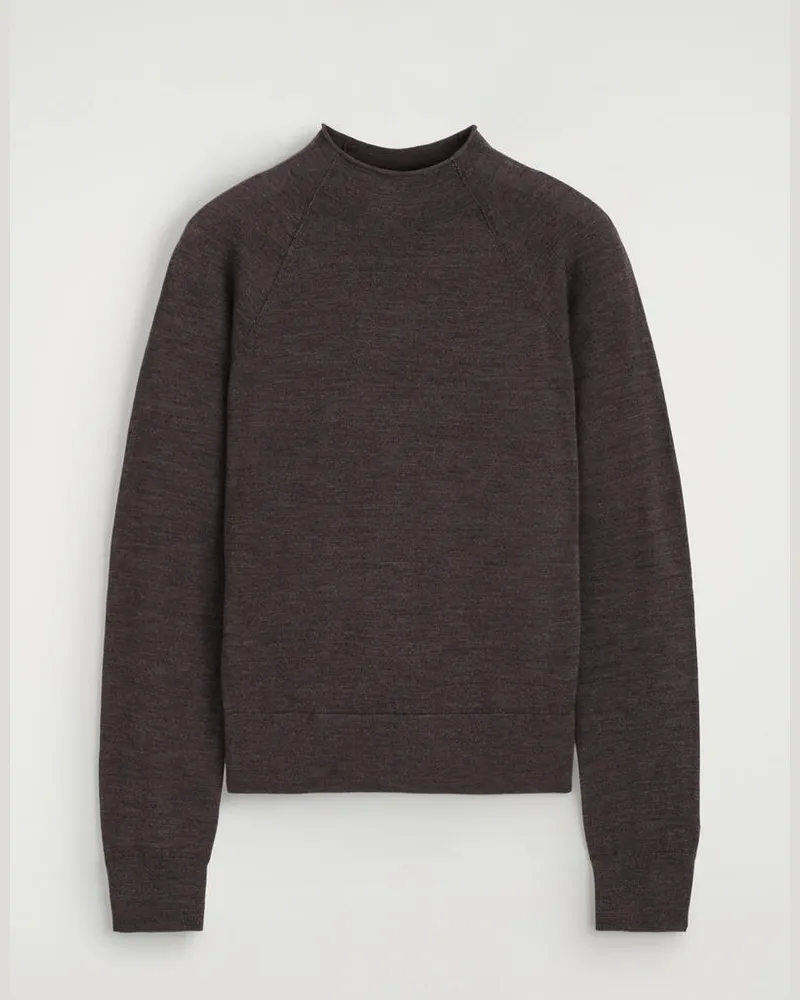 COS Pullover Aus Merinowolle Mit Stehkragen Braun
