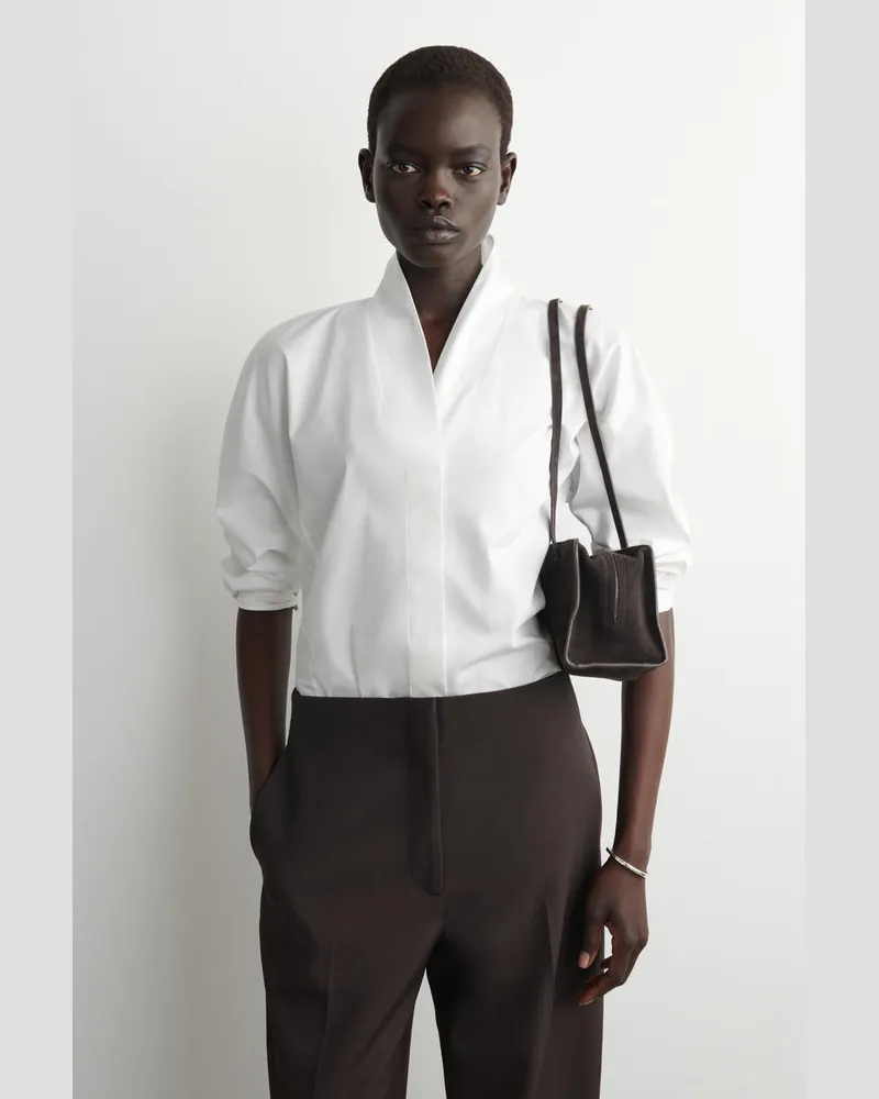 COS Shawl-Collar Cotton Blouse Weiß