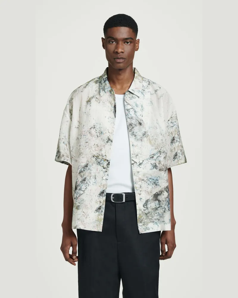 COS Oversized-Hemd Mit Marmor-Print Weiß