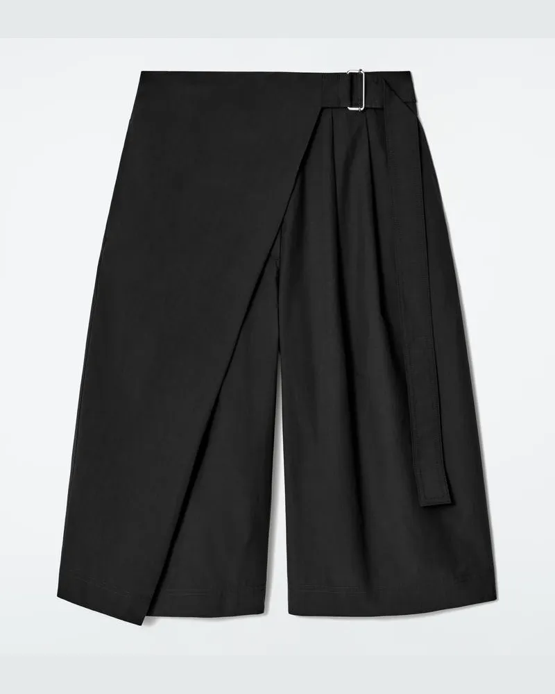 COS Shorts Aus Baumwolle Mit Gürtel Und Wickelfront Schwarz