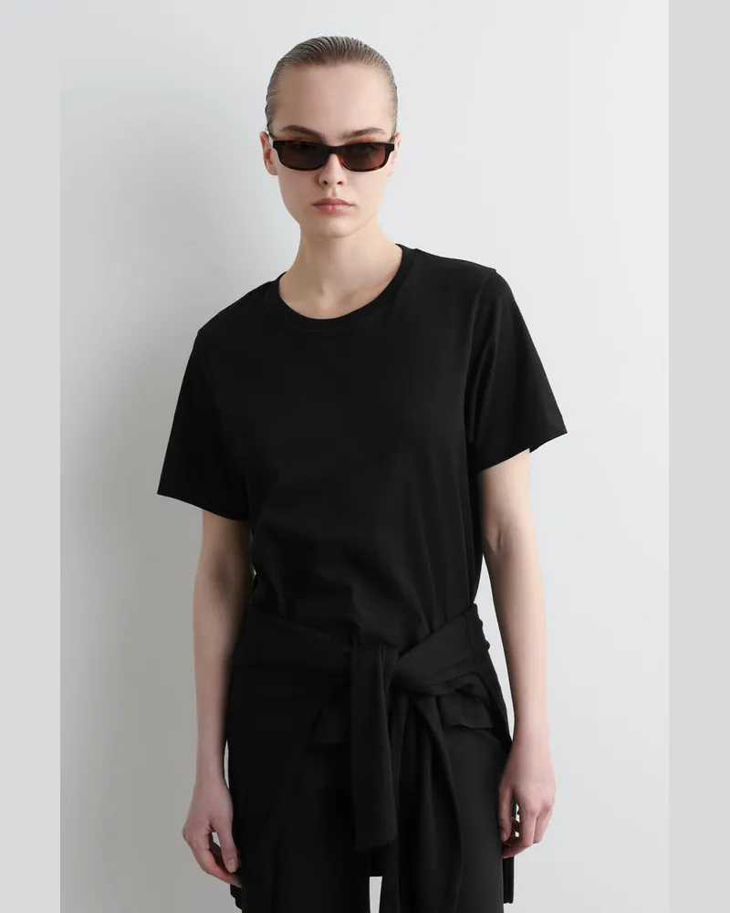 COS T-Shirt Aus Baumwolle Mit Rundhalsausschnitt Schwarz