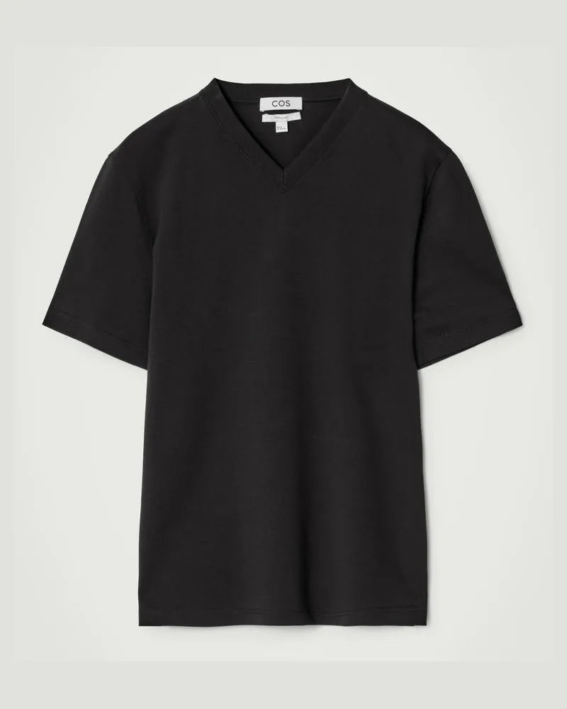 COS T-Shirt Aus Baumwolle Mit V-Ausschnitt Blau