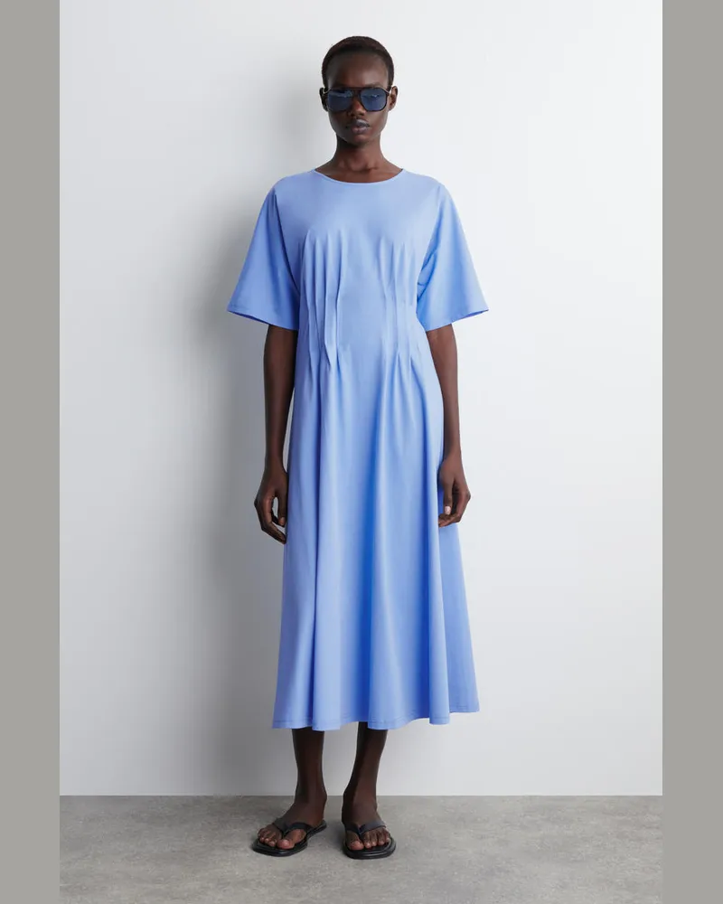 COS Midikleid Aus Baumwolle Mit Biesen Blau