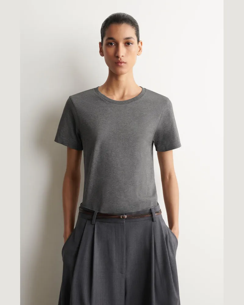 COS Baumwoll-T-Shirt Mit Rundhalsausschnitt Grau