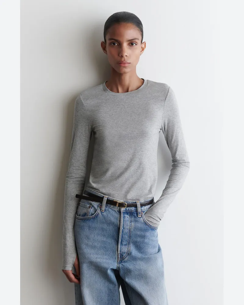 COS Schmales Leichtes Langarmshirt Grau