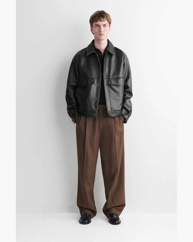 COS Blousonjacke Aus Leder Schwarz