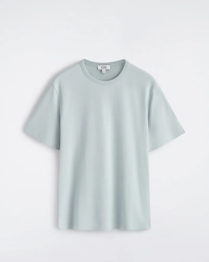 COS T-Shirt Aus Gebürsteter Baumwolle Blau