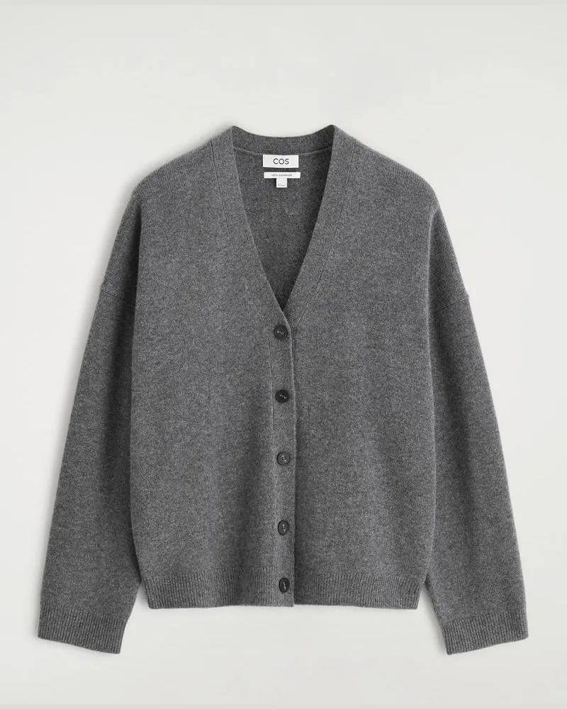 COS Strickjacke Aus Kaschmir Mit V-Ausschnitt Grau