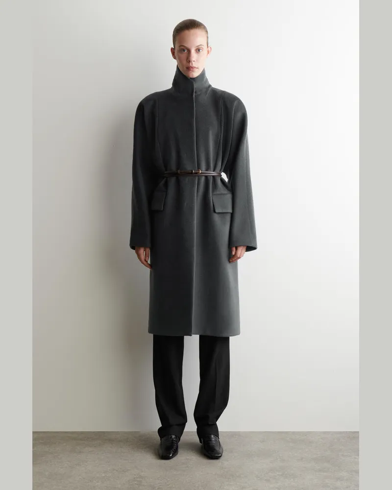 COS Langer Eleganter Wollmantel Grau