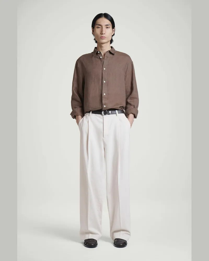 COS Hose Aus Denim Mit Weitem Bein Und Bügelfalten Weiß