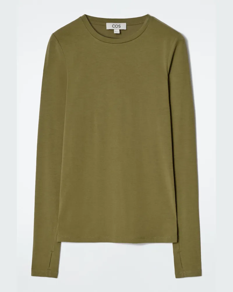 COS Schmales Leichtes Langarmshirt Grün