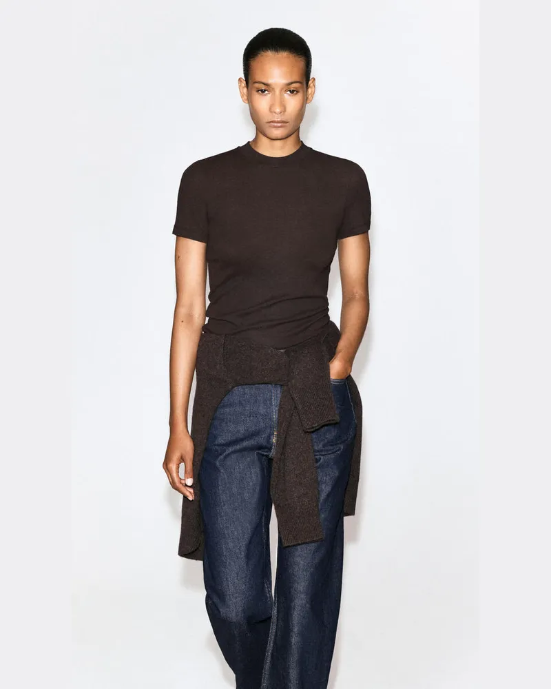 COS T-Shirt Aus Crêpe-Jersey Braun
