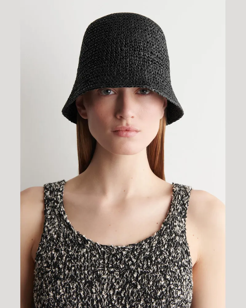 COS Fischerhut Aus Stroh Schwarz