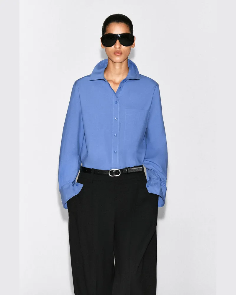 COS Elegantes Hemd Aus Pima-Baumwolle Blau