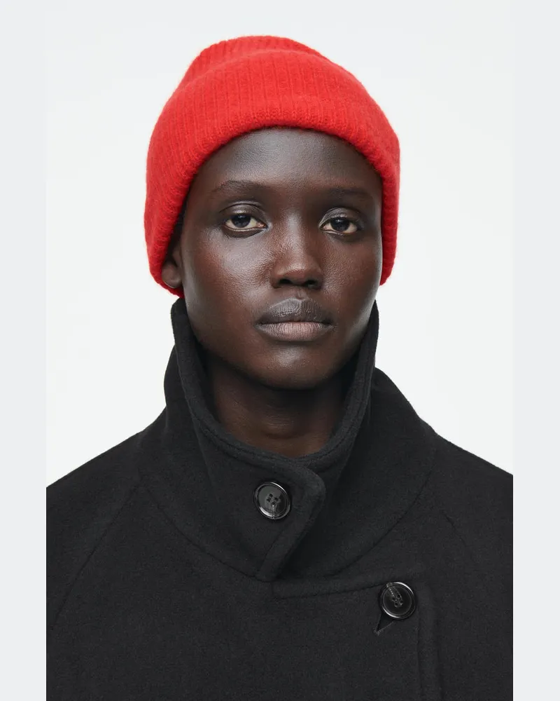 COS Gerippte Beanie Aus Woll-Kaschmir-Mix Rot