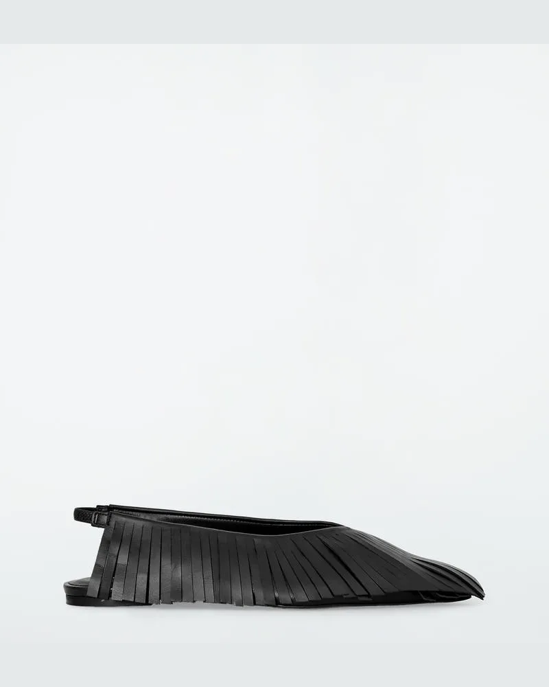 COS Slingback-Ballerinas Aus Leder Mit Fransen Schwarz